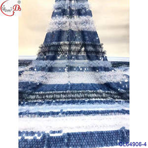 Rts 3d çiçek fırfır nakış siyah ve gri Lisami son tasarım lüks dantel kumaş gece elbisesi ve balo elbise - Product Image 5