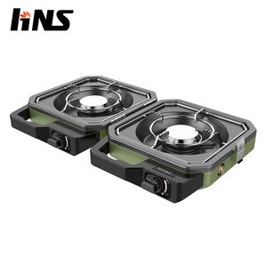 כיריים מחנאות 2 מבער מתקפל עם צלחת אפייה ונשא שקית נייר נייד תנור עם 2 מבערי מתכווננים - Product Image 1