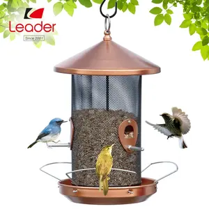 Bird Feeder Outdoor 12.6 Inches Mesh Screen With Copper-Look Large Wild Bird Feeder Comes With Hook To Hang On Tree