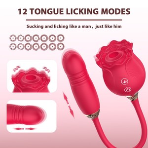 Vibromasseur en silicone en forme de rose avec extension de langue pour stimulation clitoridienne et fonction de <span class=keywords><strong>succion</strong></span> - Product Image 6