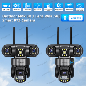 كاميرا مراقبة أمنية جديدة بتقنية 3 عدسات داخلية وخارجية لاسلكية واي فاي 4G متحركة (PTZ) شبكية IP طراز V380 Pro CCTV مع شريحة 4G - Product Image 6