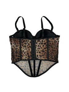Vua McGreen Sao Phụ Nữ Mới Corset Top <span class=keywords><strong>Leopard</strong></span> In Tương Phản Khâu <span class=keywords><strong>Bralette</strong></span> Với Ren Lưới Có Thể Điều Chỉnh Dây Đeo Cho Phụ Nữ - Product Image 3