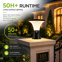 Lampe solaire de jardin à poteau OEM 50H à longue autonomie, plusieurs modes de fonctionnement, pour allée extérieure, cour, patio, lampadaire de jardin
