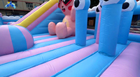 Aire de jeux gonflable commerciale avec doubles toboggans et parcours d'obstacles pour enfants, parc d'attractions intérieur/extérieur