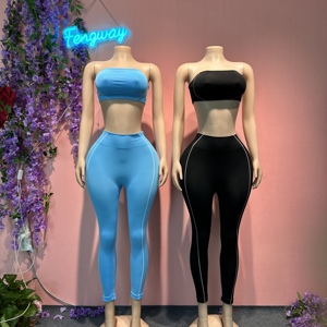 Completo Sportivo Donna 2026 Y2K: Top Corto Tinta Unita e Pantaloni Slim-Fit in Maglia Spandex Effetto Push-Up per Yoga e Fitness - Product Image 1