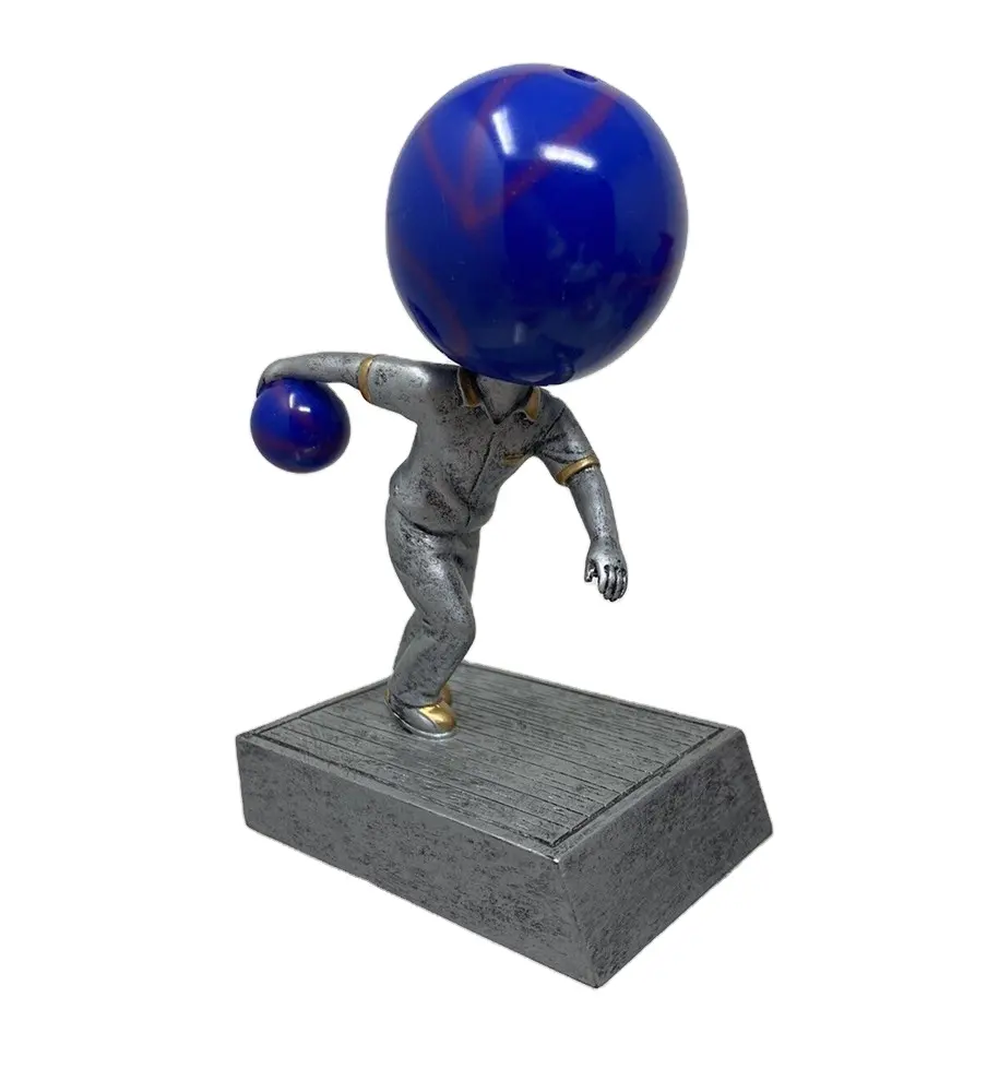 En çok satan el yapımı erkek Bowling bobowling heads Trophy reçine heykeli ödülü hediyelik eşya el yapımı Vintage şık ücretsiz ayakta rakamlar