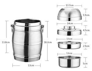 Portátil 3 camada lancheira rodada caixa de aço inoxidável <span class=keywords><strong>tiffin</strong></span> transportadora de alimentos térmica - Product Image 4