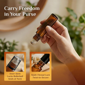 Vente en gros de flacons d'huile de parfum roll-on de 10 ml, flacons en <span class=keywords><strong>verre</strong></span> ambré pour huiles essentielles <span class=keywords><strong>avec</strong></span> bille en acier inoxydable - Product Image 4