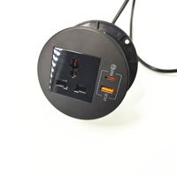 Prise de bureau universelle intelligente ronde avec PD 20W USB C/prise de bureau encastrée USB-C