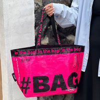 Sacs fourre-tout réutilisables écologiques personnalisés en polypropylène, sacs de shopping en PP tissé imperméables et laminés avec sangle pour vêtements