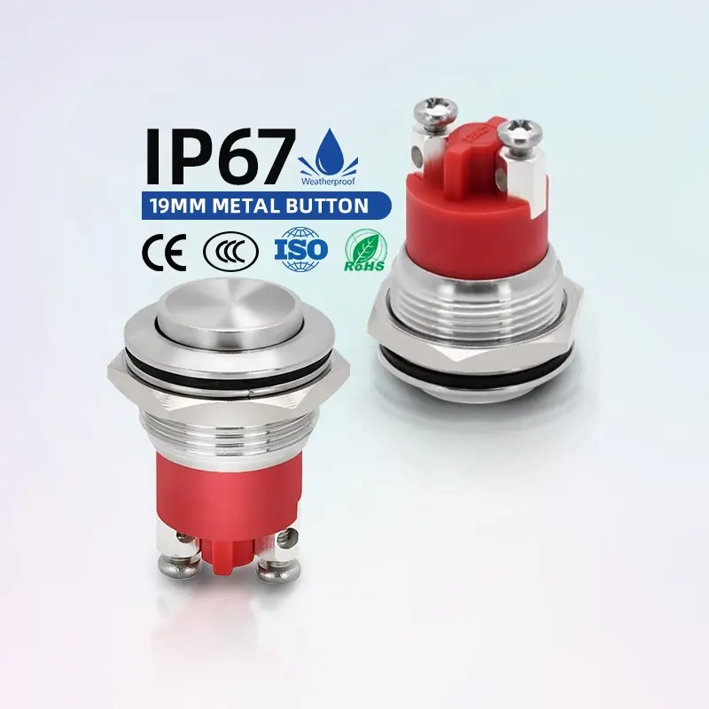 Üreticileri endüstriyel anlık düğmeler BENLEE Mini paslanmaz çelik IP67 su geçirmez 2 2 Pin Metal Push Button anahtarları