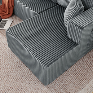132'' U Shape Comfy Compressed Cloud Couch with Side Pockets Corduroy Memory Foam Sleeper <b>Sofa</b> for Living Room - Product Image 6