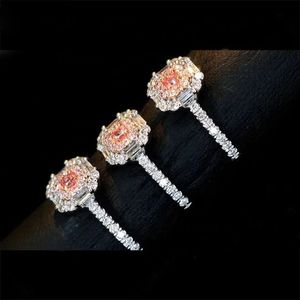 Bague de fiançailles Xinfly en or 18 carats avec diamant rose naturel et diamant blanc 0,4 carat, anneau en or massif pur - Product Image 2