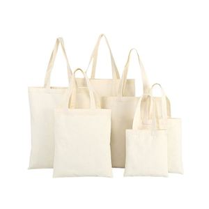 Bolsa de Mano Clásica de Algodón Blanca Lisa, Bolsa de Compras de Lona Personalizada para Mujer, para Promoción - Product Image 1