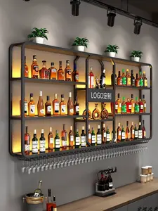 Rack luminoso criativo para parede, metal forjado, para decoração de restaurantes, bar e vinhos, rack de vinho para parede, ideal para decoração retrô