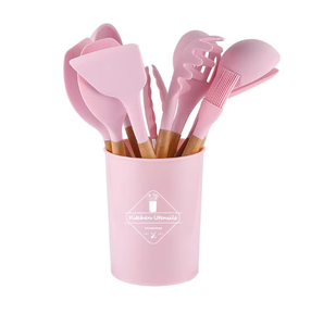 12 Pcs Peralatan Dapur Silikon Aksesoris Dapur <span class=keywords><strong>Set</strong></span> Peralatan Masak Silikon Dengan Gagang Kayu - Product Image 3