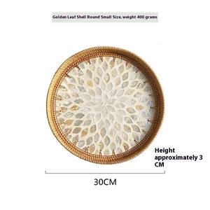 AmericanStyle Minimalist Luxury Rattan Shell Creative Golden Storage Tray for Household Living Room Coffee Restaurant Use - Product Image 6