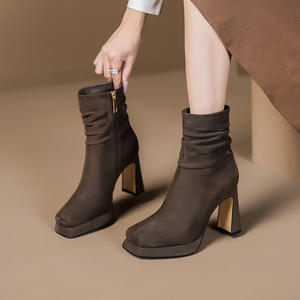 All'ingrosso stivali corti da <span class=keywords><strong>donna</strong></span> alla moda <span class=keywords><strong>eleganti</strong></span> con cerniera tacchi alti stivali alla caviglia da <span class=keywords><strong>donna</strong></span> - Product Image 1