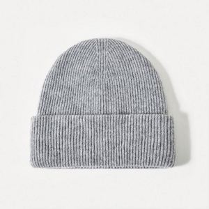 Wholesale in Stock Solid Color Plain Knitted Cashmere <b>Beanie</b> With Custom Logo 100% <b>Wool</b> Winter <b>Beanie</b> Hat - Product Image 4