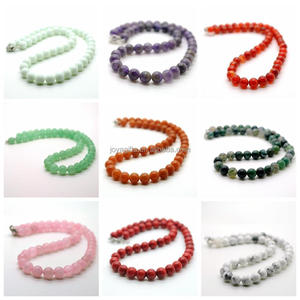 8毫米手工时尚简约宝石圆珠项链7脉轮愈合水晶弹力项链女18英寸 - Product Image 3