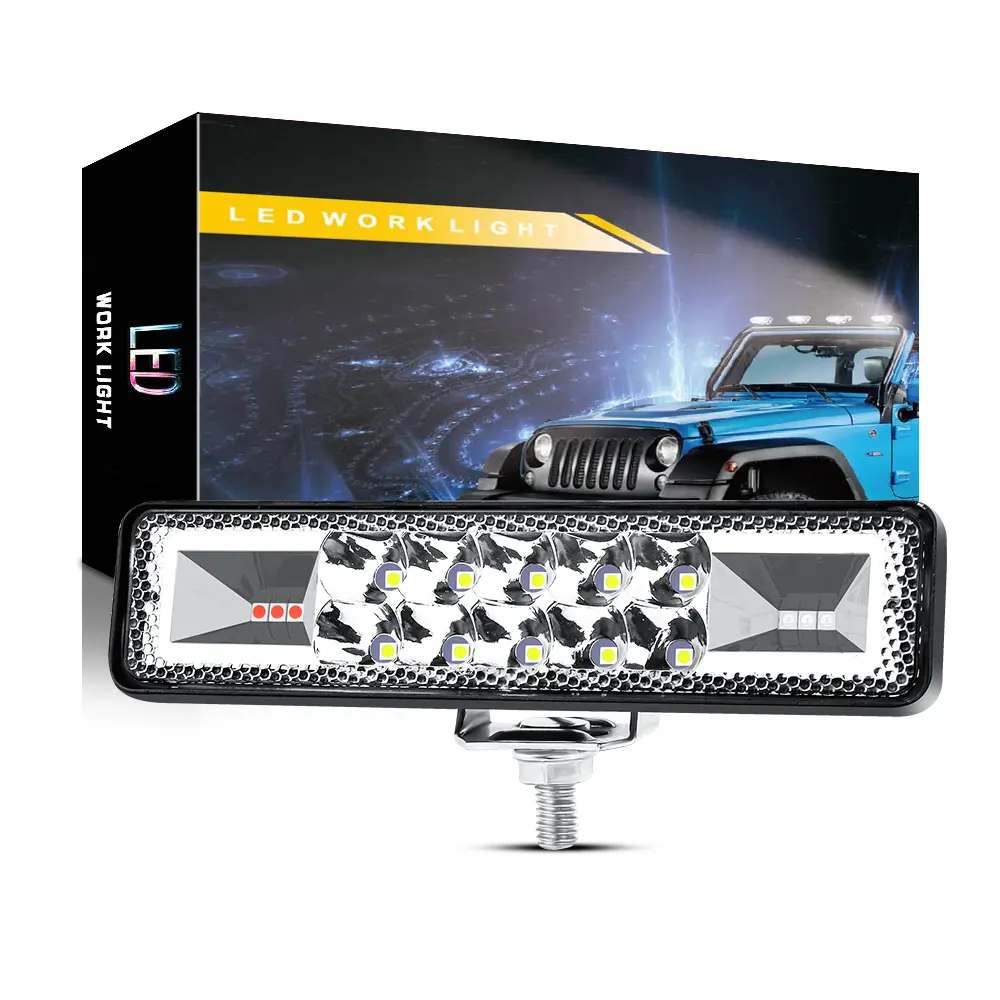 Dxz luz auxiliar de led, lâmpada auxiliar de 6 polegadas, 16 leds, para corrida, para carro, âmbar/branco