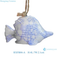 RXFB-series Bleu Delft Mer Animaux Conque Étoile Poisson Homard Hippocampe Crabe Tortue Céramique Corail Poisson Ornement pour Décoration de La Maison