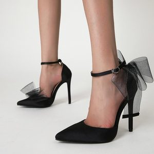 2025 Oversized Bow Left and Right Asymmetric Pointed Toe Stiletto Women's Shoes Fashion Trend Anti-Slip for Spring and Summer - Product Image 3