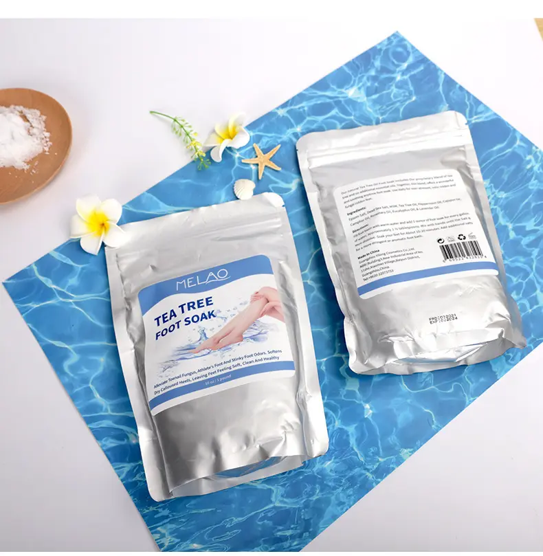 Bolsas de embalaje de sal de baño de plástico de papel de aluminio blanco mate impresas personalizadas de alta calidad Ziplock Stand Up 100G 200g bolsas de fregado
