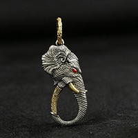Porte-clés vintage en forme d'éléphant en cupronickel, porte-clés de voiture fait main, breloque artisanale DIY, accessoire de fabrication de bijoux, cadeau pour homme