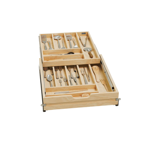 Organisateur d'ustensiles de cuisine contemporain, organisateur de cuillères en bois, facile à installer, insert de tiroir en bois - Product Image 2