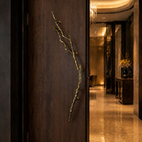 Manija de Puerta de Aluminio con Forma de Rama de Árbol Personalizada, Tirador Dorado de Lujo para Entrada de Villa, Puerta Principal de Museo, Herraje Artístico para Bar