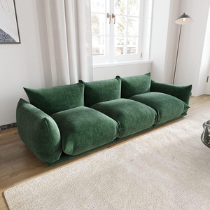 Conjunto de Sofá de Tres Plazas de Terciopelo Verde Moderno con Esponja de Alta Calidad en Estilo Nórdico para Sala de Estar - Product Image 2