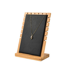 Support à bijoux en bois de bambou de luxe, design carré personnalisé, en daim/PU, noir, pour collier et bracelet, vente chaude - Product Image 5