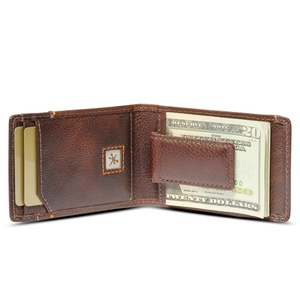 For Boshiho Customized Vintage Genuine Leather <b>RFID</b> <b>Wallet</b> Money Clip Engraved Bank Credit Card Holder Men's Anti-Theft Nylon Li - Product Image 1