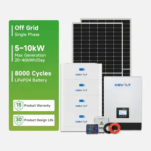 5kW 10kW离网太阳能电池板系统，带电池和逆变器完整套件太阳能系统，用于家庭