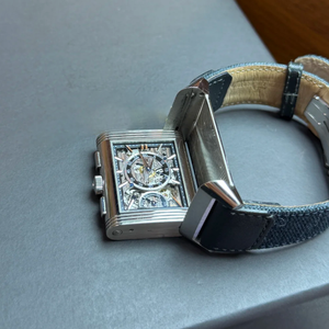 Double-sided Reversible Rectangularskeleton Mechanical <b>Watch</b> with Chronograph Function,stainless Steel Flip <b>case</b> and Dual Dials - Product Image 6