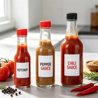 Bouteille à condiments personnalisée en verre sodocalcique transparent 100ml/150ml/250ml avec bouchon à vis pour vinaigrette, sauce piquante, sauce barbecue, sauces alimentaires