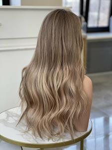 Top Qualité Faits Saillants Blonde Queue De Cheval Avant de Lacet <span class=keywords><strong>Perruque</strong></span> Vague De Corps Peau Mince Pleine Dentelle Perruques - Product Image 2