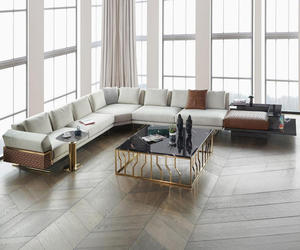 أريكة حديثة فاخرة على شكل حرف L، طقم أثاث لغرفة المعيشة، أريكة فاخرة من القماش لغرفة الجلوس - Product Image 2