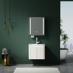 Nouveau <span class=keywords><strong>meuble</strong></span> <span class=keywords><strong>de</strong></span> <span class=keywords><strong>salle</strong></span> <span class=keywords><strong>de</strong></span> <span class=keywords><strong>bain</strong></span> en PVC imperméable <span class=keywords><strong>de</strong></span> style moderne et abordable avec miroir intelligent et lavabo en céramique en forme d'arc <span class=keywords><strong>pour</strong></span> hôtel et maison - Product Image 4