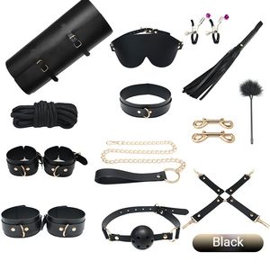핫세일 BDSM 가죽 침대 속박 세트 패들 플로거 다리 수갑 성인 커플 SM 침실 페티쉬 플레이 10종 1000g - Product Image 2