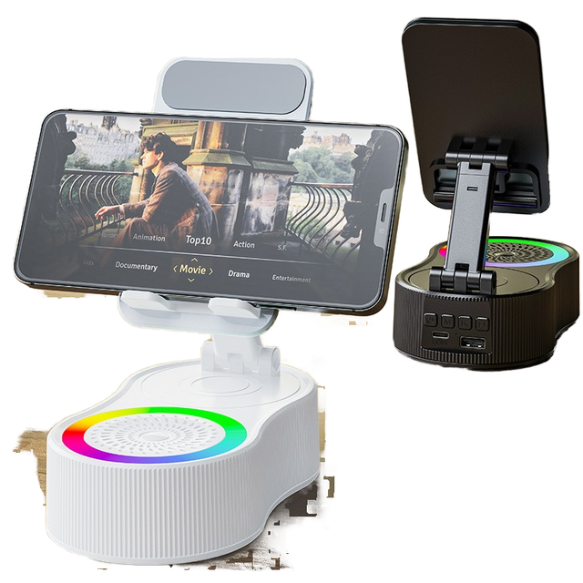 360-Degree Rotating Portable for BT Wireless Speaker Cross-Border Phone Holder Mini Flexible Lifting Power Bank Atmosphere
