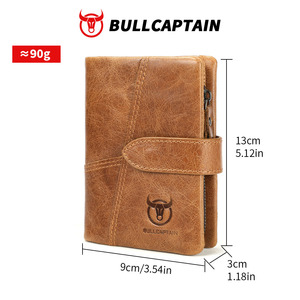 กระเป๋าสตางค์หนังแท้สำหรับผู้ชาย BULLCAPTAIN สไตล์เรโทรลำลอง ใส่บัตรได้หลายช่อง กระเป๋าสตางค์ระดับไฮเอนด์ ของขวัญสำหรับแฟนหนุ่มและสามี - Product Image 6