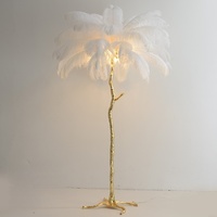 Sculpture au sol en forme d'arbre à plumes avec éclairage LED, en FRP, style nordique minimaliste, pour la décoration de chambre et de salon