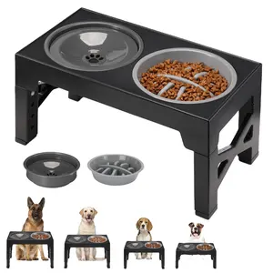 Custom Design Double Feeder Combination Elevated Pet Bowls Food Grade Dog Bowl