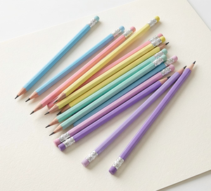 Crayons promotionnels hexagonaux certifiés couleur macaron HB à faible MOQ, en stock, directement de l'usine, avec logo personnalisé pour l'école - Product Image 1