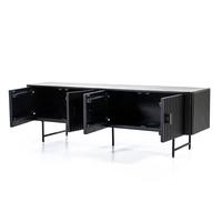Hitam mewah Premium buatan tangan gaya bingkai logam kayu terbaru kedatangan baru konsol Media lebar Unit TV berdiri