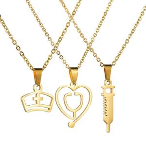 Collier pendentif stéthoscope médical en acier inoxydable à la mode pour les médecins et les infirmières le jour de l'infirmière - Product Image 1