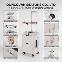 Valise multifonctionnelle en aluminium, légère, étanche, avec support pour ordinateur portable, porte-gobelet et roues avec frein