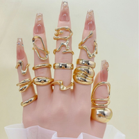 Nouvelle Collection Européenne et Américaine : Ensemble de 5 Bagues en Alliage Plaqué Or Rose avec Cœur Creux et Fleur, Ornées de Diamants, pour Femme – Idéal Cadeau